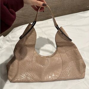 Vintage Furla Beige Crocodile-Embossed Women's Bag
